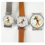 3 Vintage Mickey Mouse Wristwatches - Untested