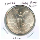 1982 Mexico 1 Onza .999 Pure Silver