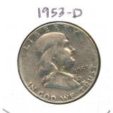90% Silver Franklin Half Dollar - 1953 D