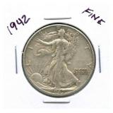 1942 Fine Walking Liberty Silver Half Dollar
