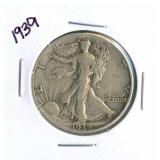 1939 Walking Liberty Silver Half Dollar