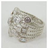 Sterling Silver CZ Stackable Look Ring - Size 6.5
