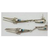 Vintage Sterling Silver Zuni Dangle Earrings -