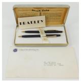 Vintage Bradley Black Gold Pen and Pencil Set in