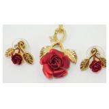 Rose Necklace w/ Matching Earrings