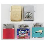 Lot of 5 Vintage Advertising Cigarette Lighters