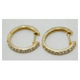 Gold Over Sterling Silver CZ Hoop Earrings - ï¿½ï¿½