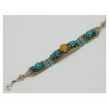 Tibetan Intricate Metalwork Natural Turquoise