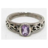 .925 Ring with Purple Gem - Size 7, 2.92 grams