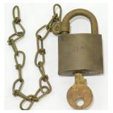 Vintage U.S. American Brass Padlock with Key -