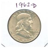 1962-D Franklin Silver Half Dollar
