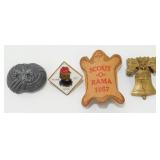 4 Vintage BSA - Boy Scout Neckerchief Slides -