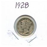 1928 Mercury Silver Dime