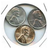 Group of 3 Uncirculated Lincoln WWII Steel Cents