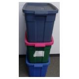 * (3) 18 Gallon Rubbermaid Totes
