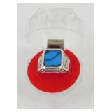 Stainless Steel Size 11 Faux Turquoise Stone Ring