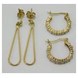Lot of 2 Gold Over Sterling Silver Earrings