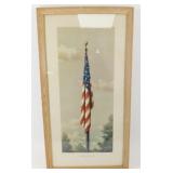 * Vintage "Our Flag" Framed Print - 12" x 23"