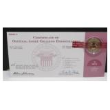 2011-D A. Johnson Presidential Dollar & COA -