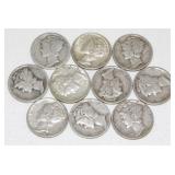 10 Mercury Silver Dimes