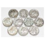 10 Mercury Silver Dimes