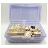 Hedgehog, Flowers, Shapes Rubber Stamps in Hinged