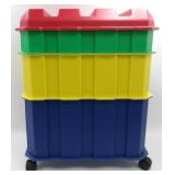 ** 3 Compartment Storage with Lid on Wheels - 24"