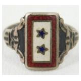 Sterling WWI Sons of Service Ring - 2 Stars = 2