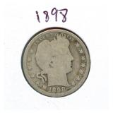 1898 Barber Silver Quarter