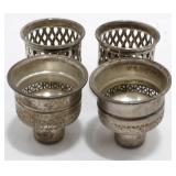 4 Sterling Marked Candle Hold Inserts - 92 grams