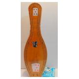 Cribbage Bowling Pin Board with Pegs & Cards