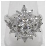 Sterling Silver and Sparkly Clear Stone Ring -