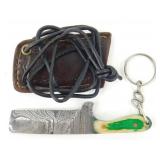 New Miniature Damascus Blade Keychain Knife with