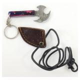 New Miniature Damascus Blade Keychain Axe with