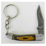 New Damascus Blade Folding Keychain Knife