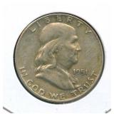 1951-D Franklin Silver Half Dollar