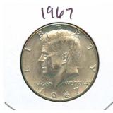 1967 Kennedy Silver Half Dollar - 40% Silver