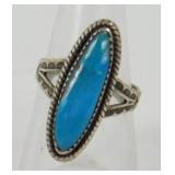 Vintage Old Pawn Sterling Silver Turquoise Ring -
