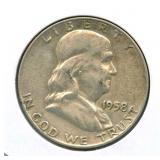 1958-D Franklin Silver Half Dollar