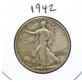 1942 Walking Liberty Silver Half Dollar