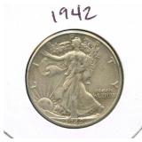 1942 Walking Liberty Silver Half Dollar