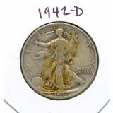 1942-D Walking Liberty Silver Half Dollar