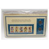 4 Sets of Indian Head Pennies and Stamps