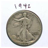 1942 Walking Liberty Silver Half Dollar