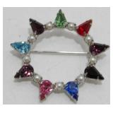Vintage Multicolor Stone Jeweled Brooch