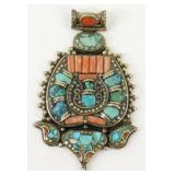 Tibetan Turquoise and Coral Pendant - 3ï¿½