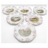 * 6 Antique Game Plates Marked Bavaria - Perfect