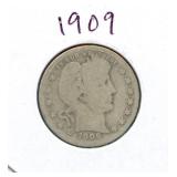 1909 Barber Silver Quarter