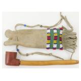 Native American Pouch w/ Catlinite Pipe