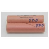Original BU Lincoln Cent Rolls: 1957-D & 1958-D